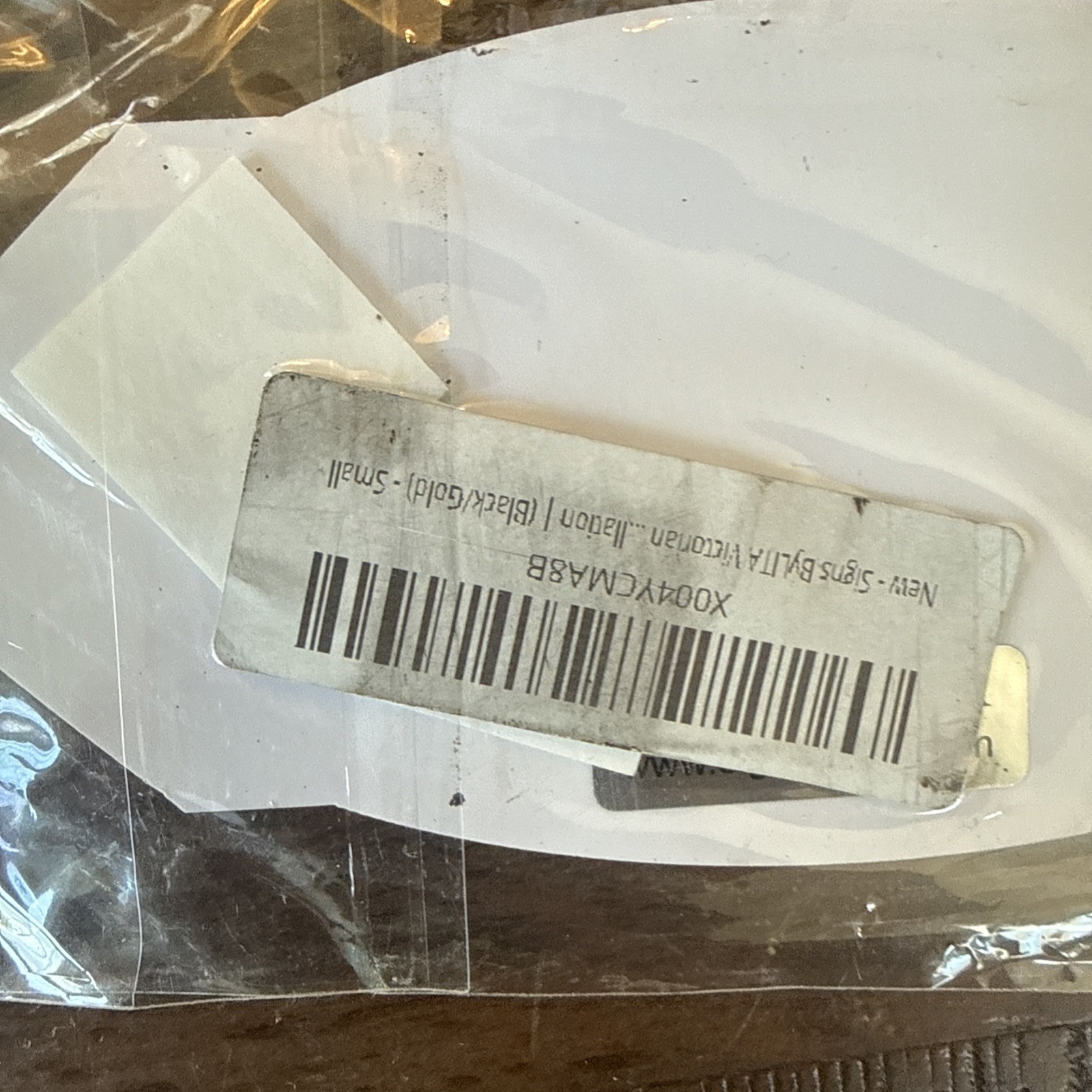 Victorian Please Deliver All Packages Inside Durable Plastic Black Gold 3″ x 6″