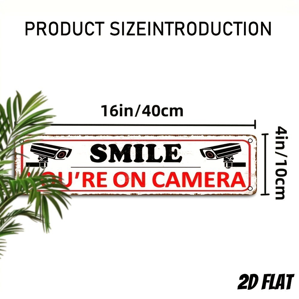 “YOU’RE ON CAMERA” Aluminum Wall Mount For Street Patio Shop Creative Home Decor