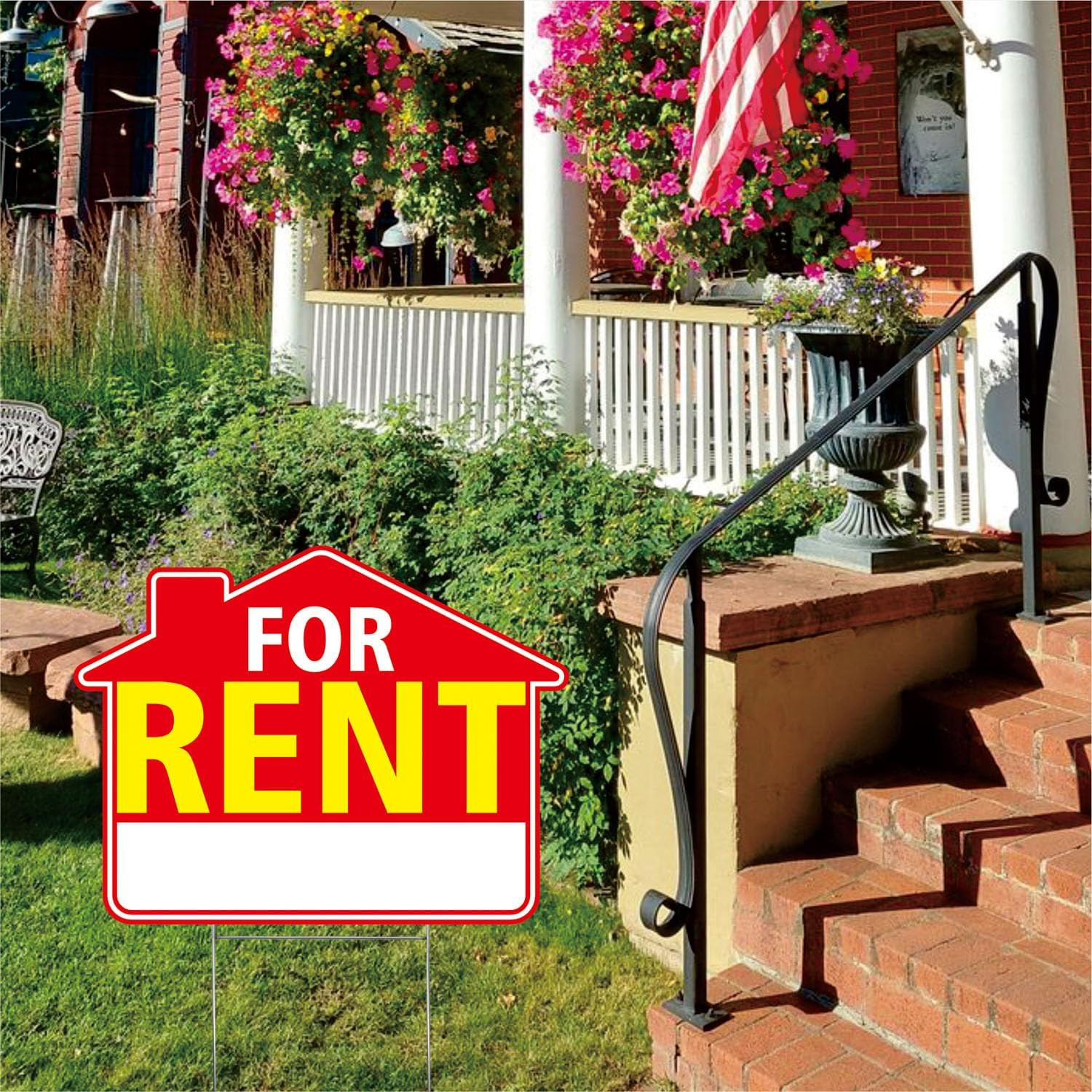 For Rent Signs with Stakes 17″X13″ – Double-Sided Red White Yellow Yard Signs –