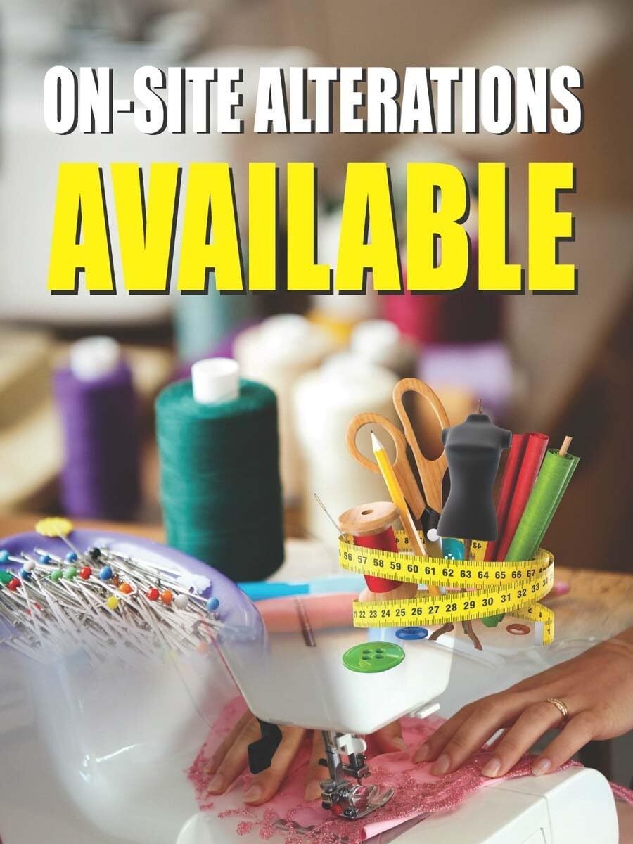 Alterations Available | Retail Window Display Sign | 18″W x 24″H
