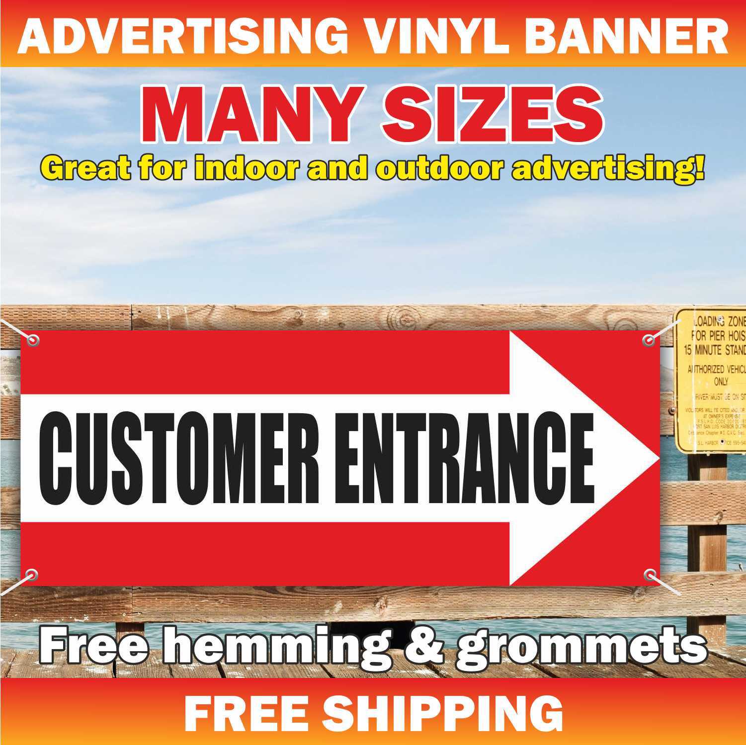 CUSTOMER ENTRANCE Advertising Banner Vinyl Mesh Sign customer employee store