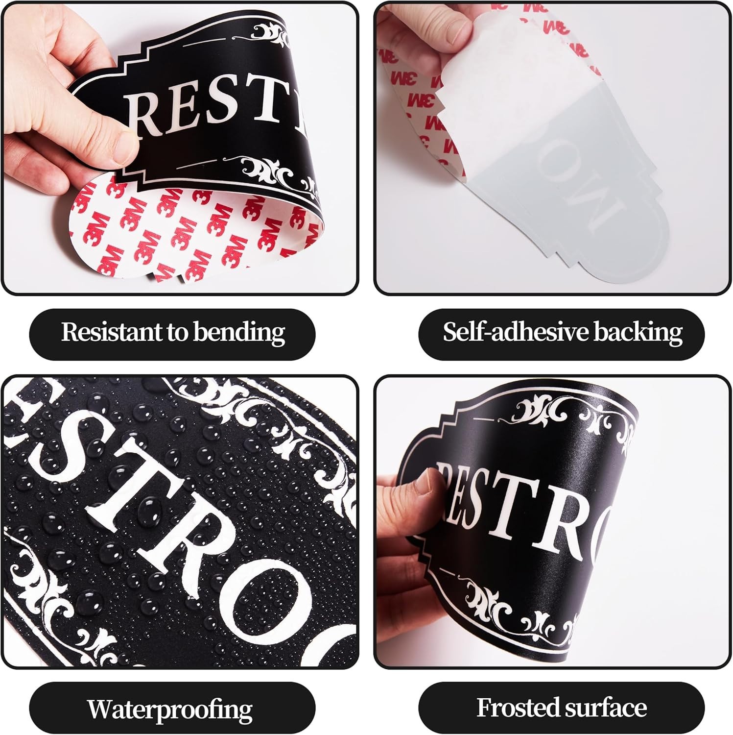 Matte Finish Unisex Restroom Sign Sticker – 9In Vinyl for Business & Home Use