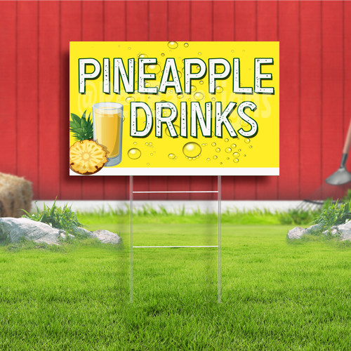 Pineapple Drinks Coroplast Sign Plastic Indoor Outdoor Yard Sign FREE SHIPPING
