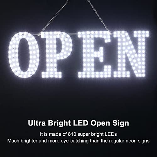 Extra Large 40″x14″ LED Open Sign with Remote, 10 Brightness Levels, High Visibi