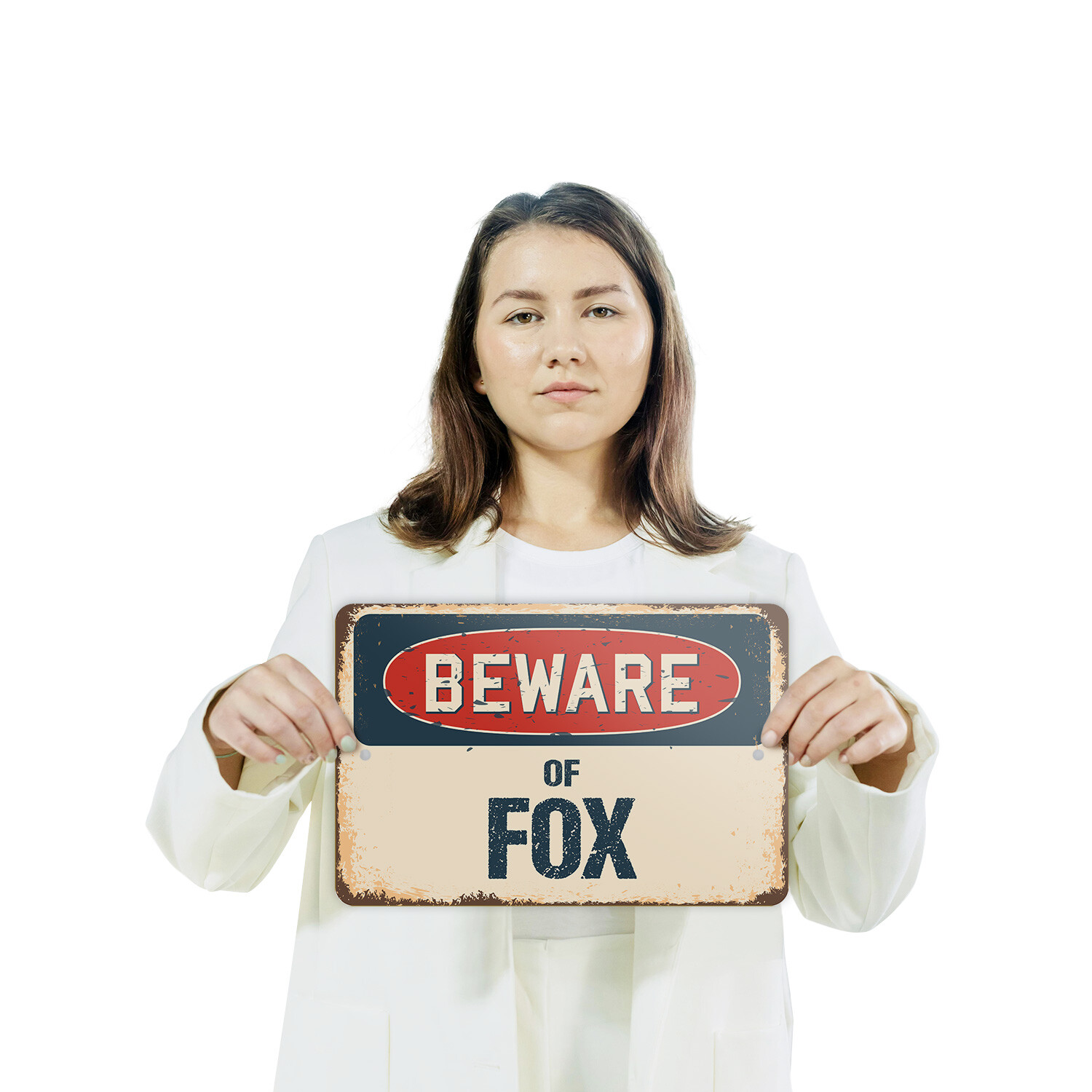 Fox (3 Pack) Plastic Street Sign Crossing Warning Vintage Rustic Beware