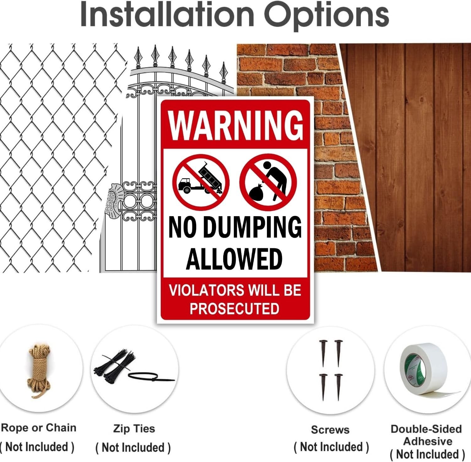 (2 Pack) No Dumping signs – Violators will be Prosecuted Sign, 10 x 7 Inches, 12