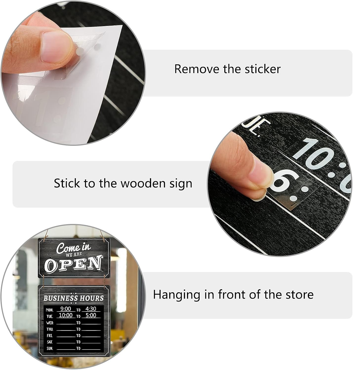 Business Hours Sign Hanging Open and Closed Mark Wooden Double Sided with Time S