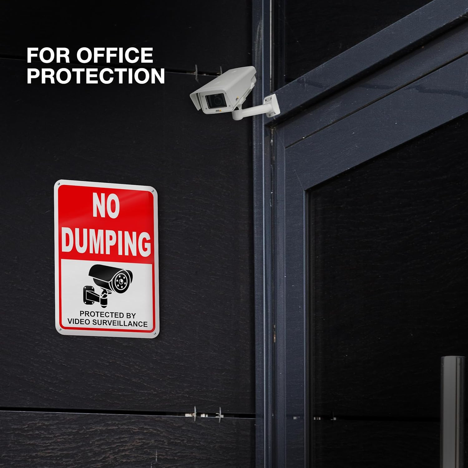 2 PC No Dumping Signs, Reflective 7 x 10 Aluminum No Littering Signs with Video