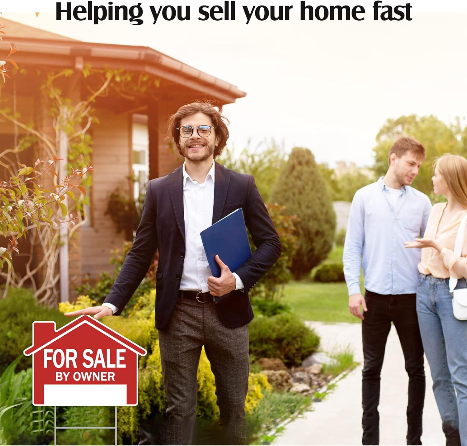 5 Pcs 18 X 14 Inches for Sale by Owner Yard Sign Double Sided Yard Signs with 5