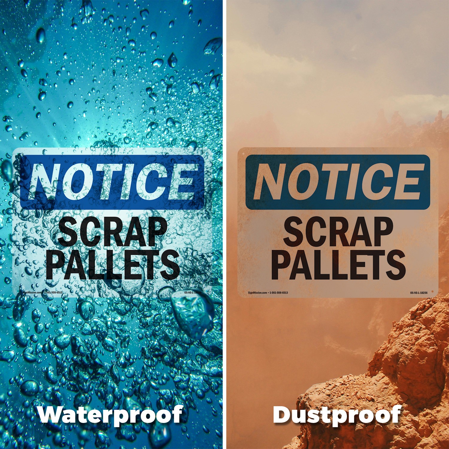 Scrap Pallets OSHA Notice Sign Metal, Plastic, Or Decal – 5 or 10 Pack