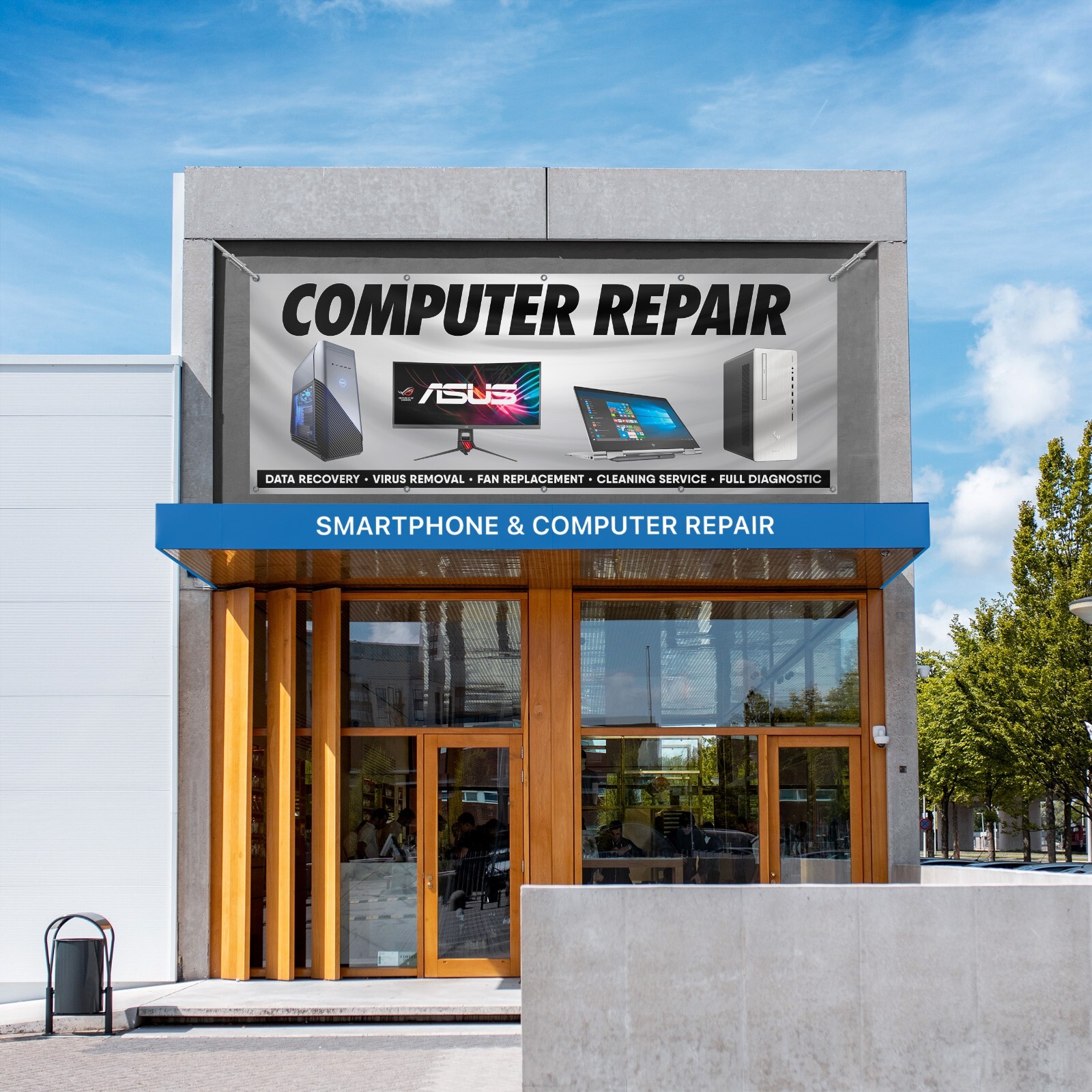 Computer Repair Banner Set Phone Tablet Repair Shop Sign 8×3 Vinyl (2 Banners)