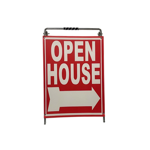 Real Estate Open House Sign Kit Metal A-Frame 5 Pack Red Mod