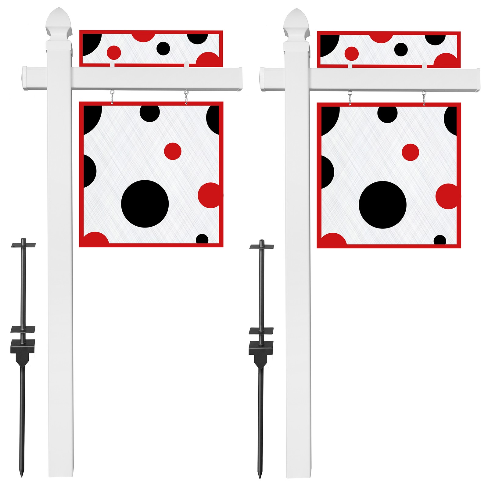 72″ x 36″ Real Estate Yard Sign Post with 2 Cap Options – Vinyl PVC – White –