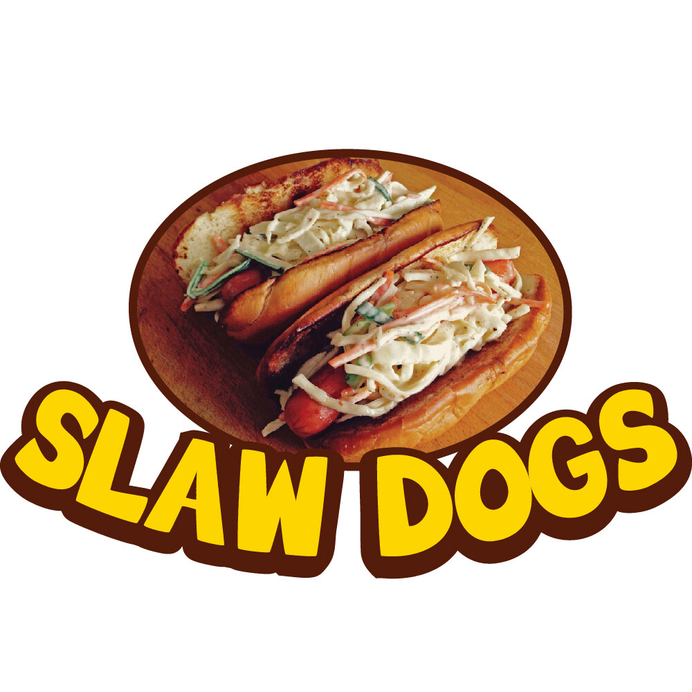 SLAW DOGS Concession Decal sign cart trailer stand sticker equipment
