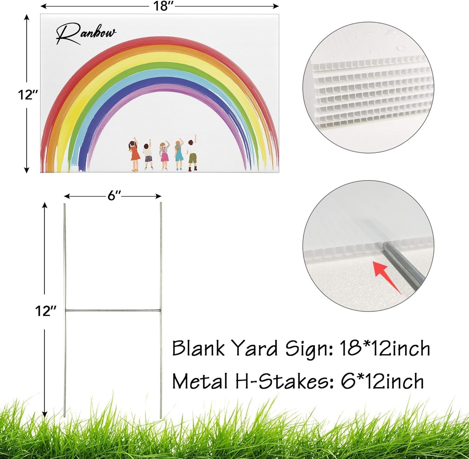 DIY Blank Lawn Signs, 18×12 Inches – Ideal for Events & Promotions, 4-Pack