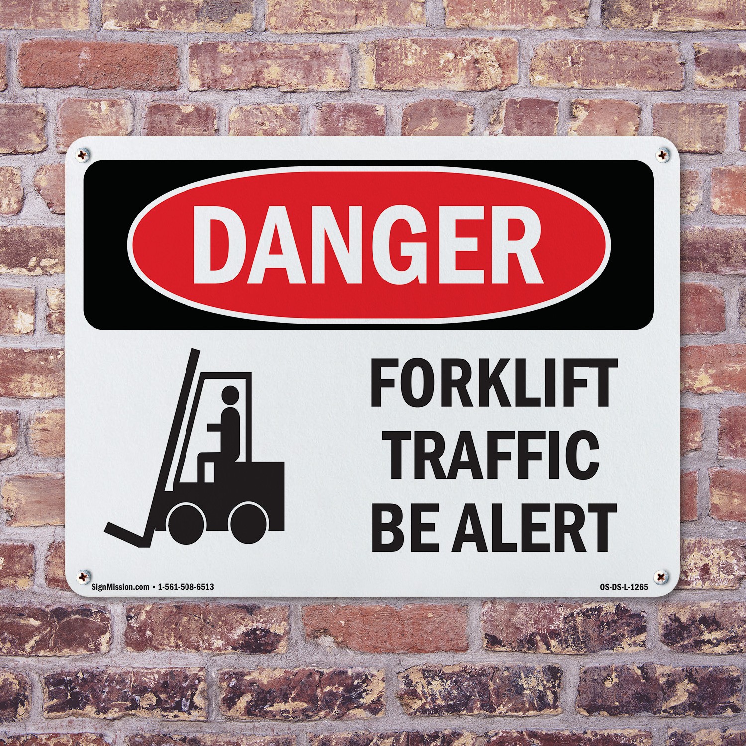 Forklift Traffic Be Alert OSHA Danger Sign Metal Plastic Or Decal – 5 or 10 Pack