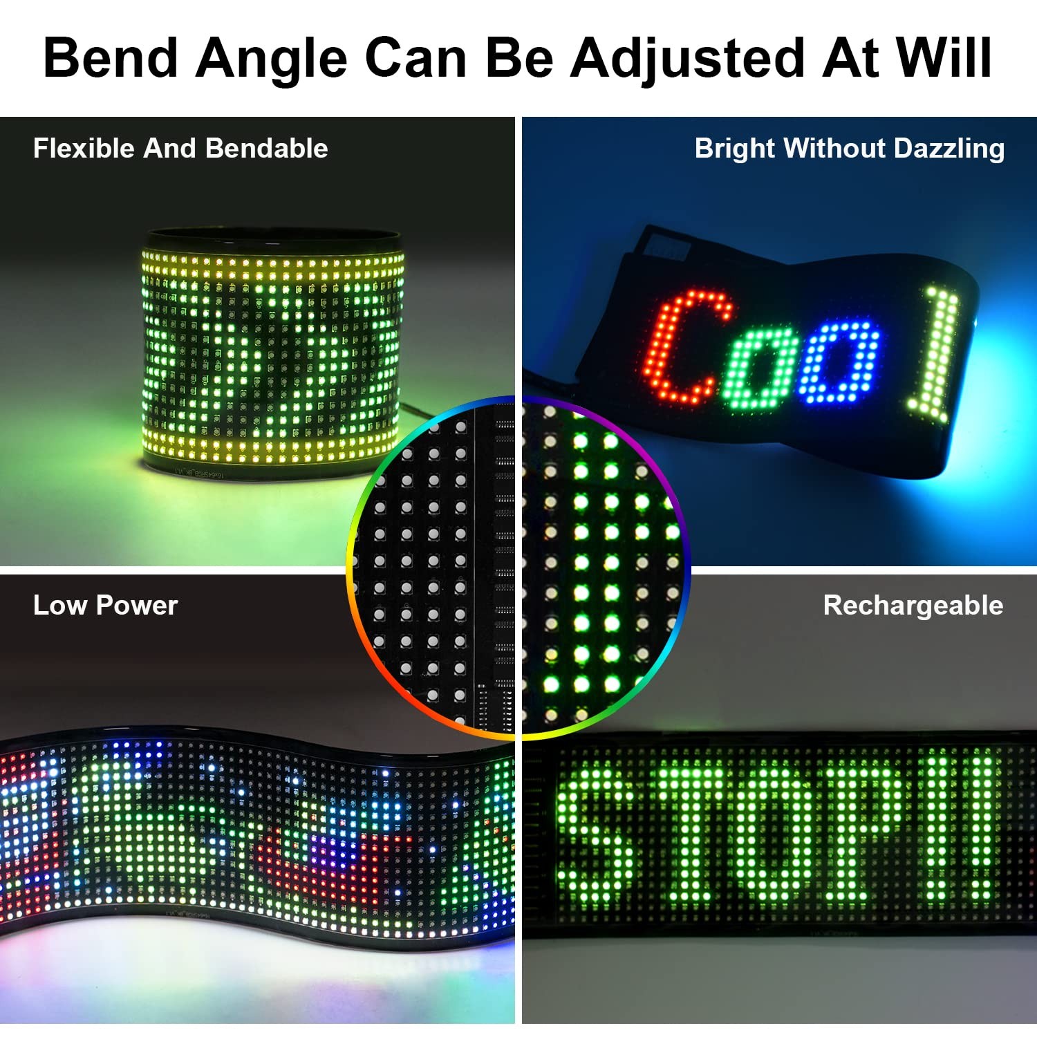 Hoios Programmable Led Sign High Bright Scrolling Signs Usb 5V Led Matrix Panel