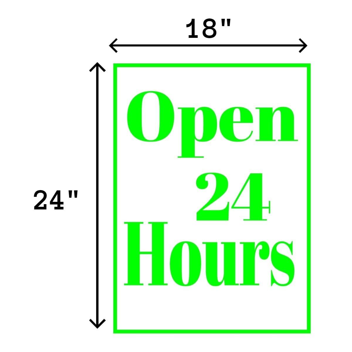 Open 24 Hours Retail Window Display Paper Signs | Pack of 6 | 18″w x 24″h