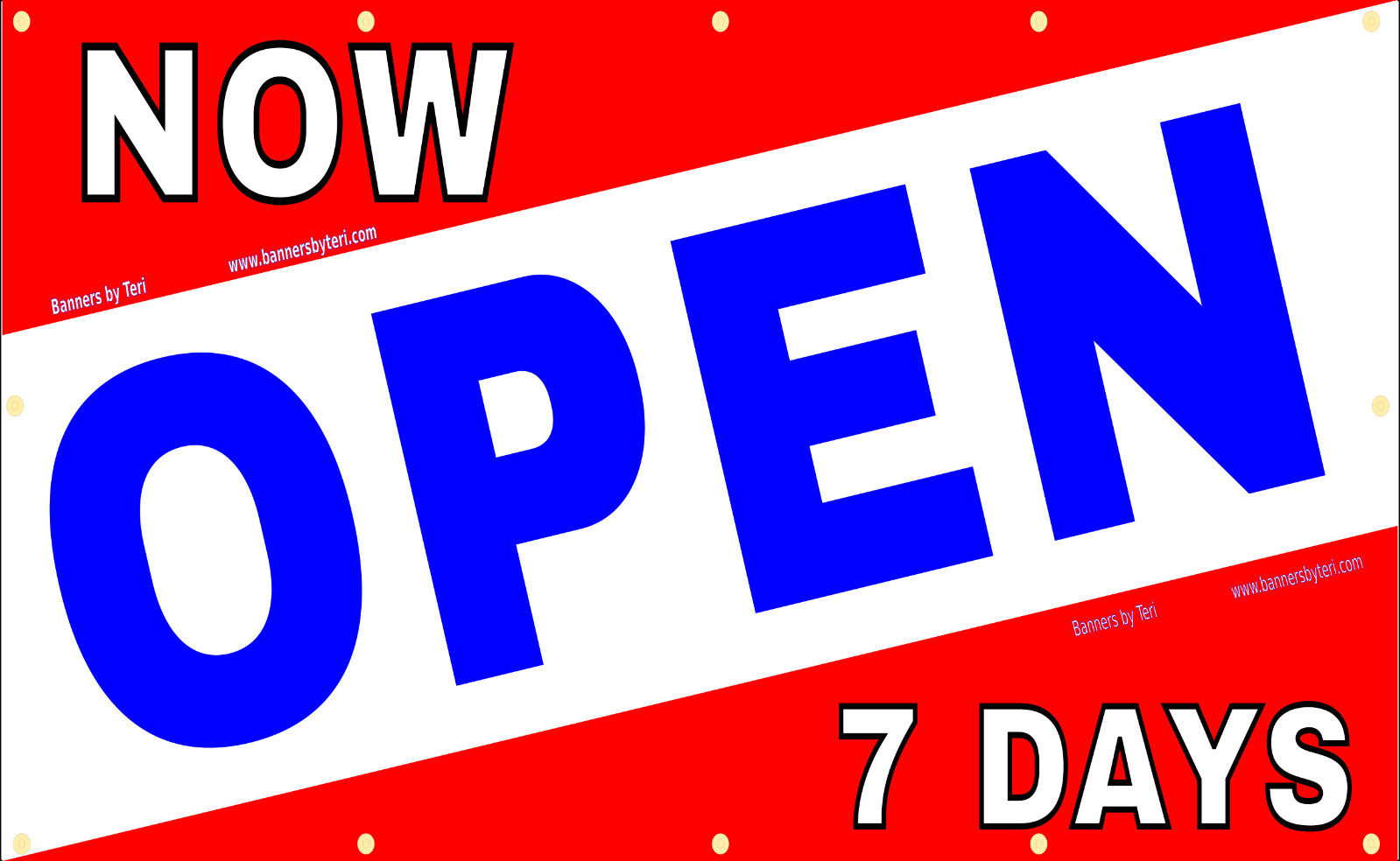 NOW OPEN 7 DAYS – Vinyl Banner Signs – Fast Shipping – USA MADE – HIGH QUALITY