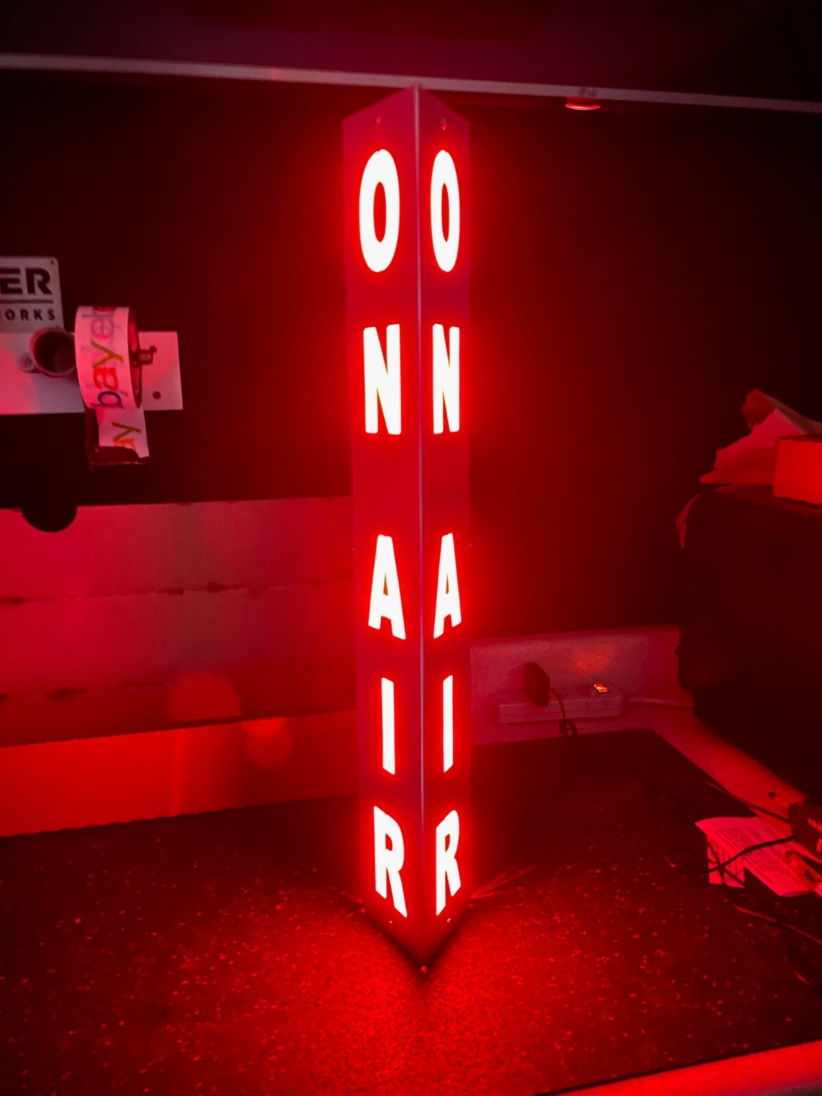 “ON AIR” sign. Commercial duty. 24 inch. Aluminum. 120V. Remote & Bluetooth