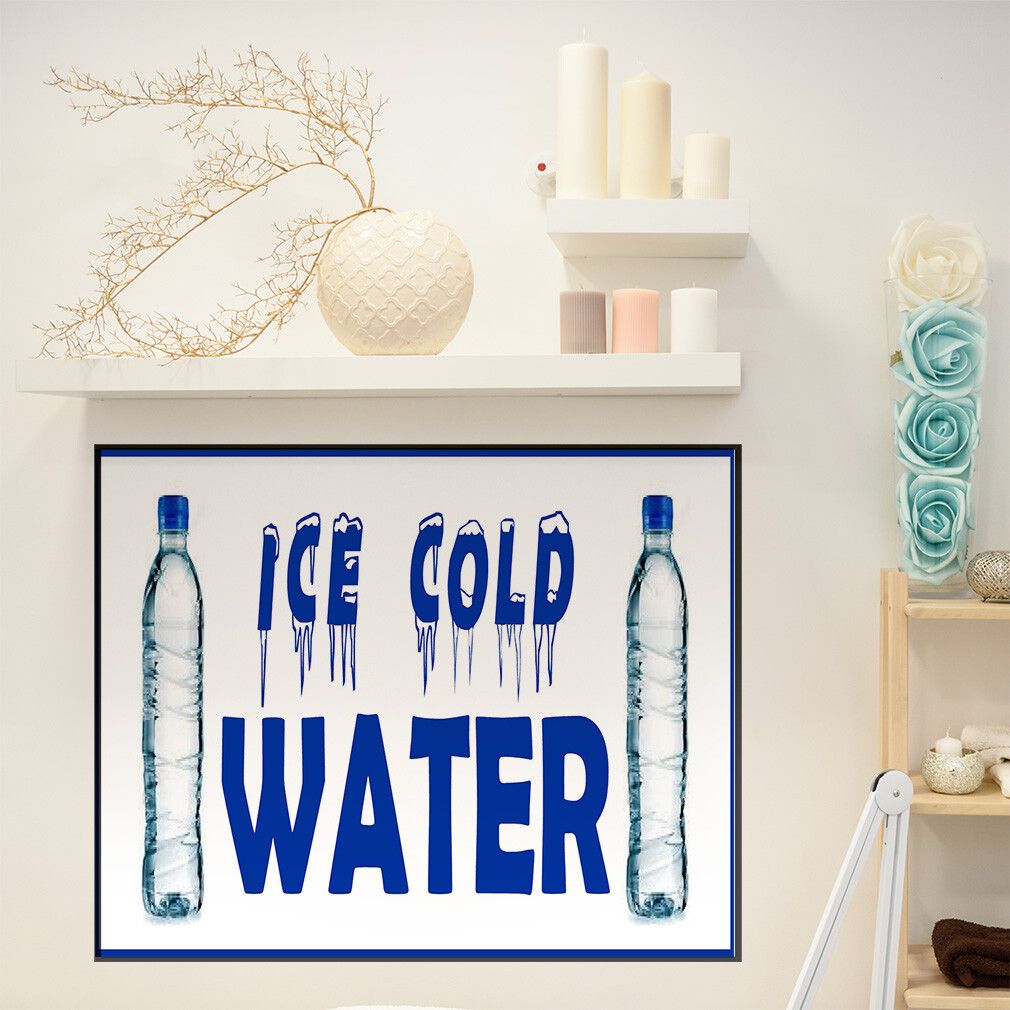 Decal Stickers Ice Cold Water Restaurant Food Bar Vinyl Store Sign Label