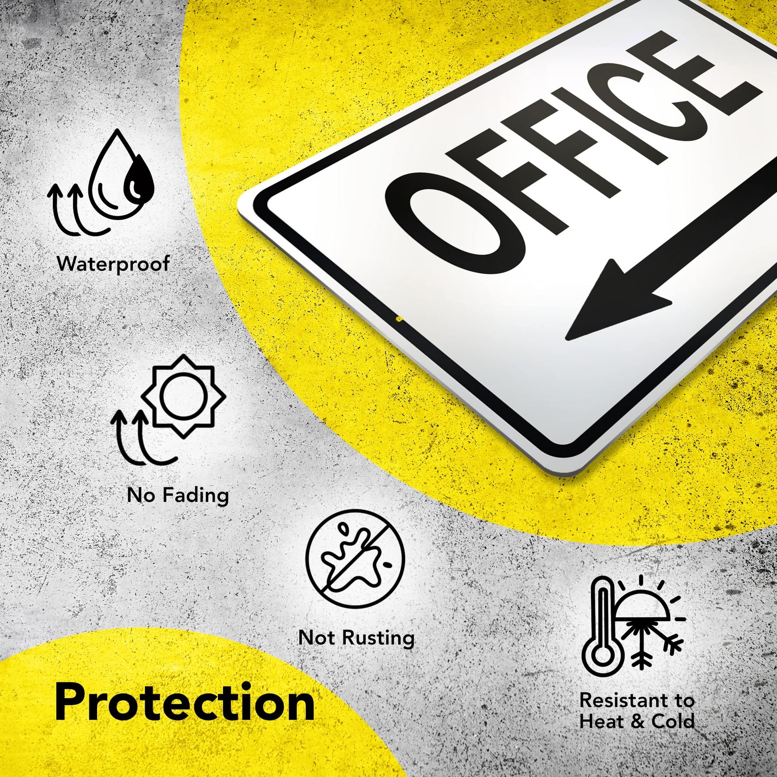 8×12 Aluminum Office Sign, Left Arrow, UV Protected, Weatherproof, Door, Wall