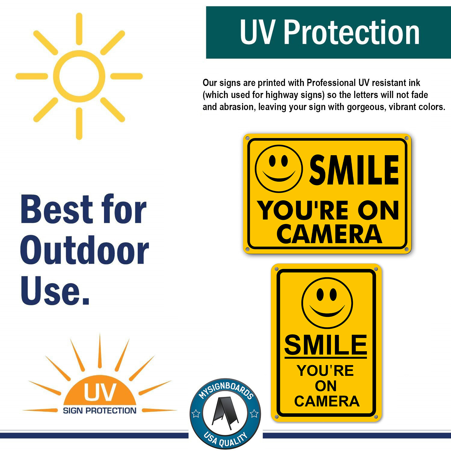 (2) Smile You’re on Camera Yellow Warning Signs Home Yard Security cctv Sign