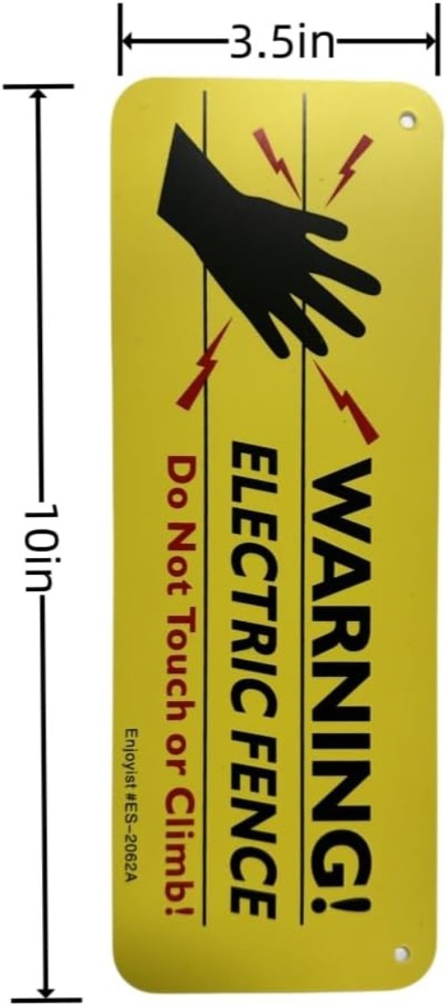 Electric Fence Sign 4-Pack, 10″x 3.5″ Plastic, Waterproof