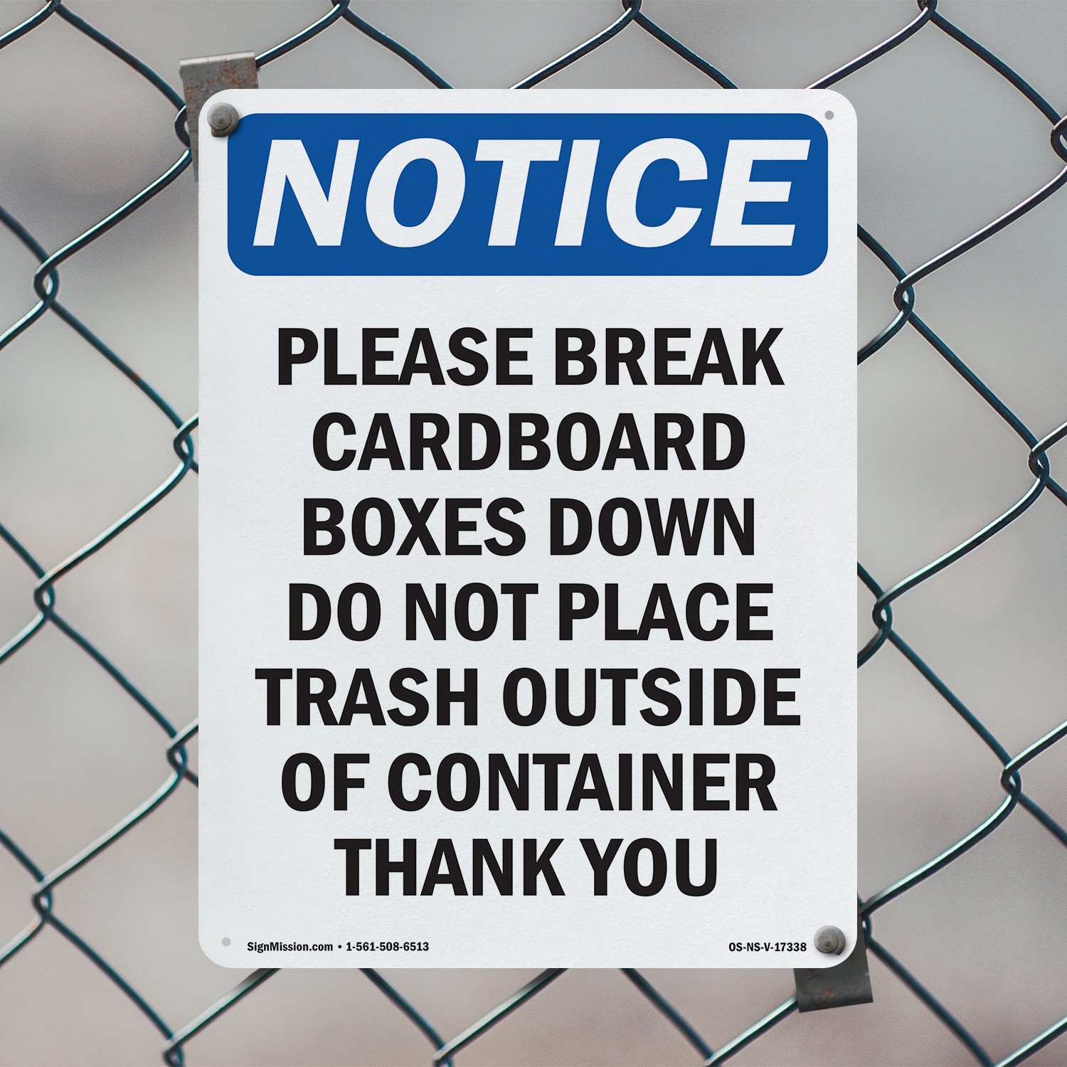 Please Break Cardboard Boxes Down OSHA Notice Sign Metal, Decal – 5 or 10 Pack