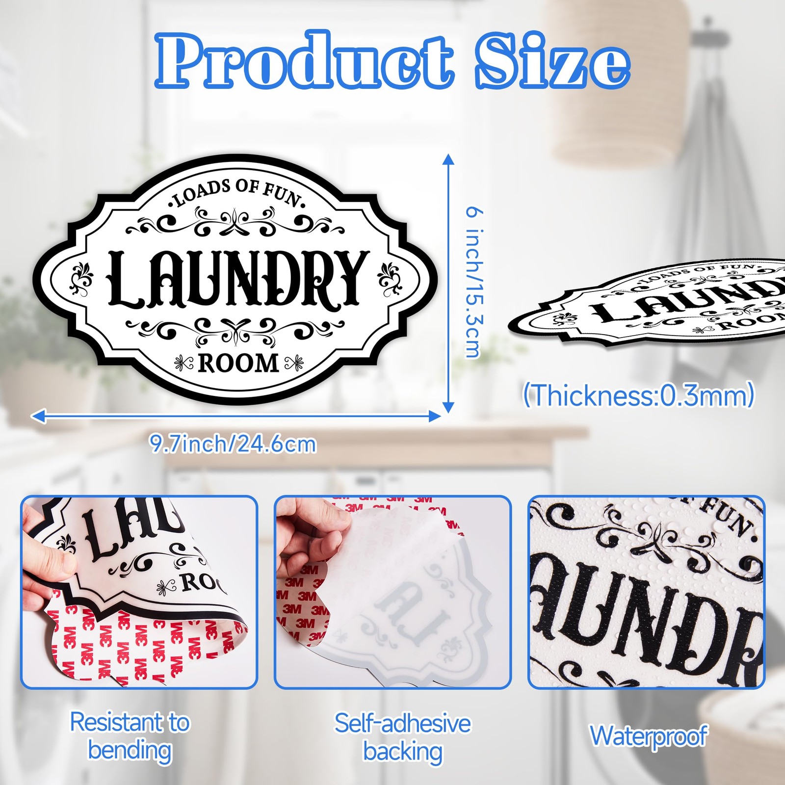 Laundry Room Door Sign Sticker，Self-Adhesive Waterproof Vinyl Vintage Laundry…
