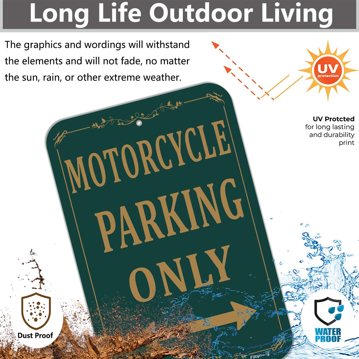 2 PCS 12×18 Inch Motorcycle Parking Only Signs Reflective Aluminum Rustproof