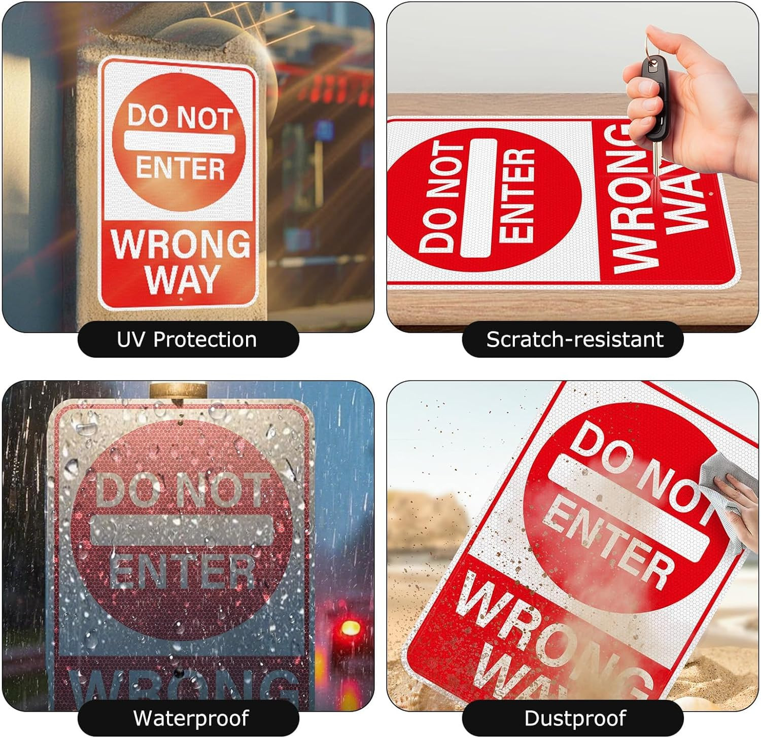 2 Pack Do Not Enter Wrong Way Sign 18 × 12 Inches Reflective Waterproof Fade Res