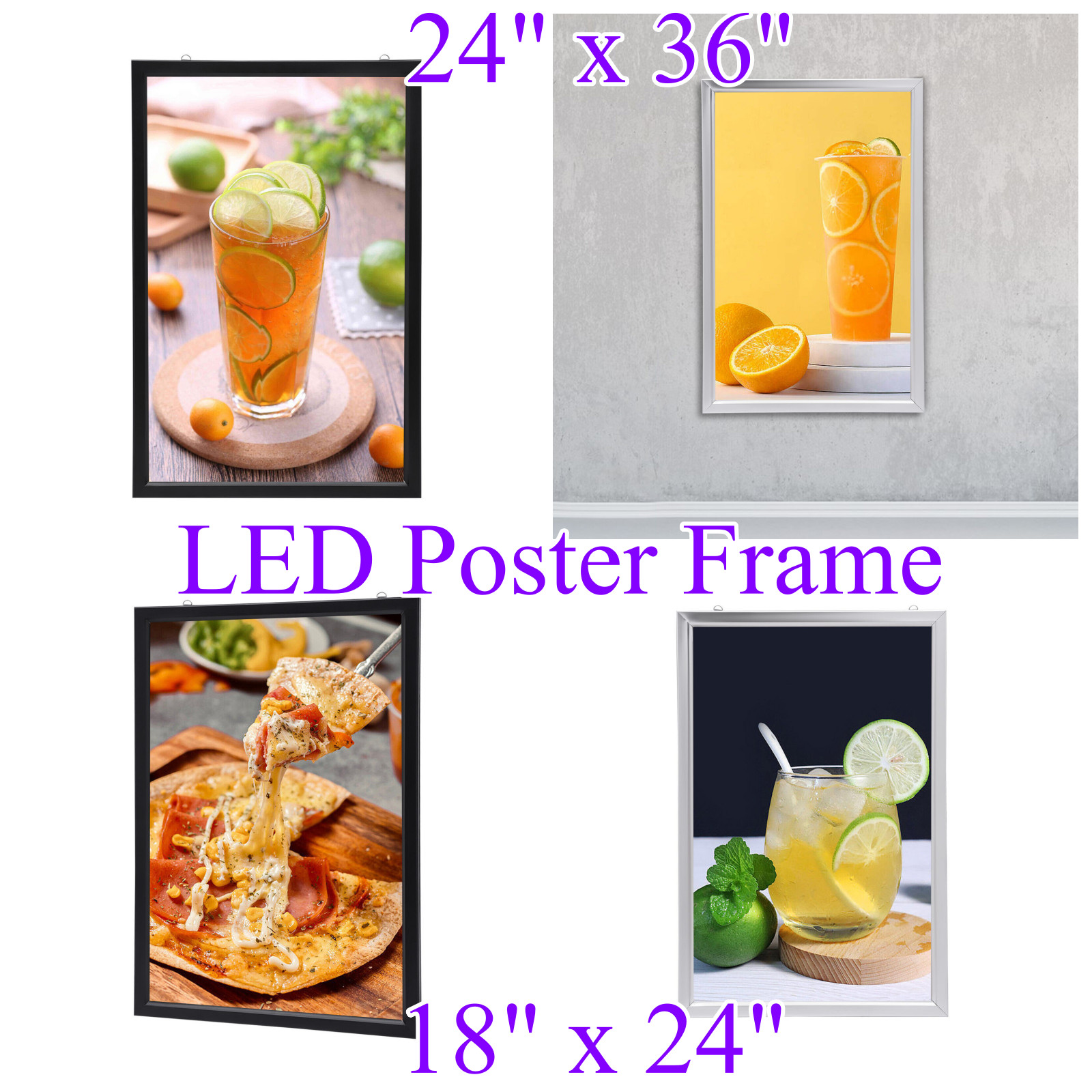 24″x33″/24″X36″, 27″ x 40″ LED Backlit Movie Poster Art Picture Frame Light Box