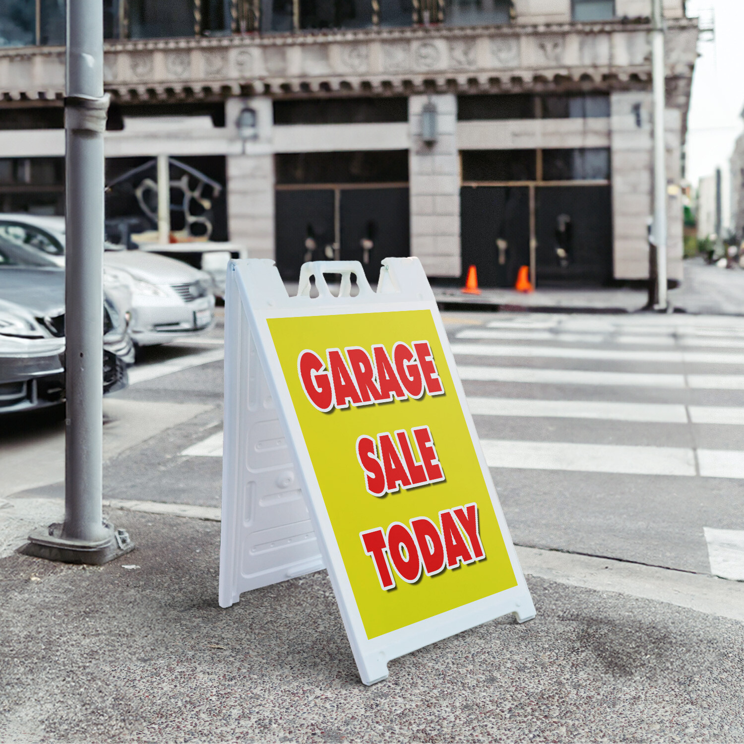 A-frame Sidewalk Garage Sale Today 24″ x 36″ Double Sided A-Frame Sidewalk Sign