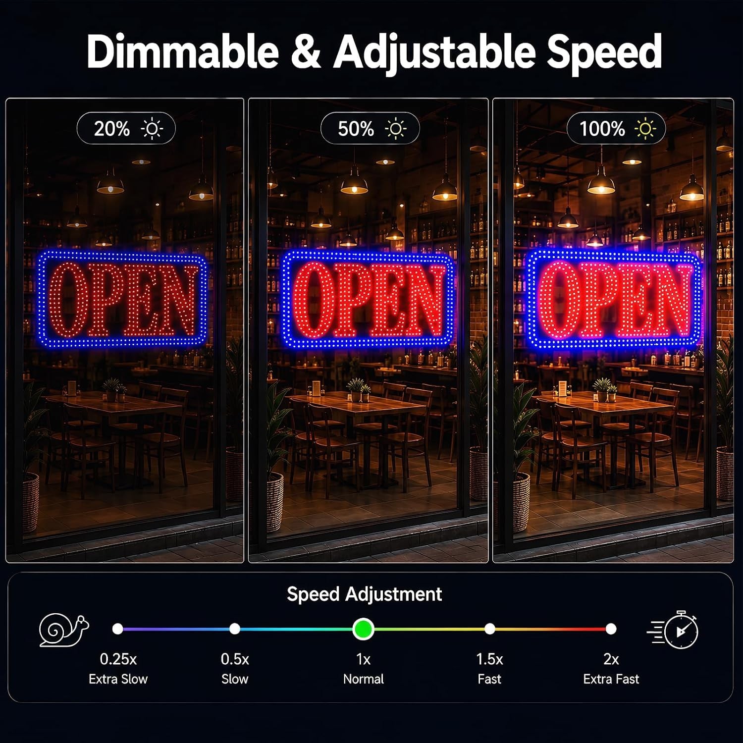 LED Open Signs for Business, High-Brightness Open Sign with Remote Control, 16.5