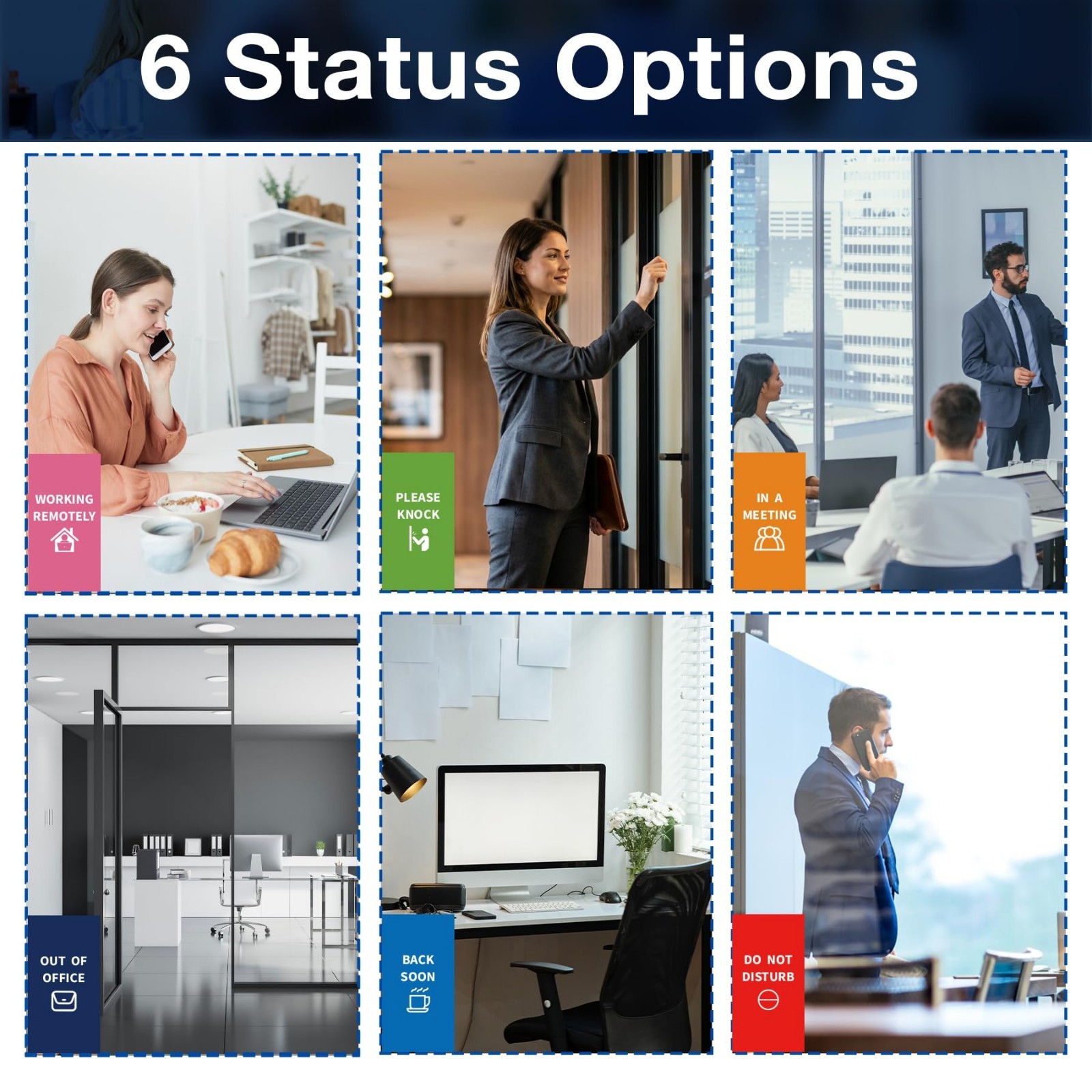 5 Pack Office Door Signs – Do Not Disturb, In Meeting, Out of Office, Privacy Ic