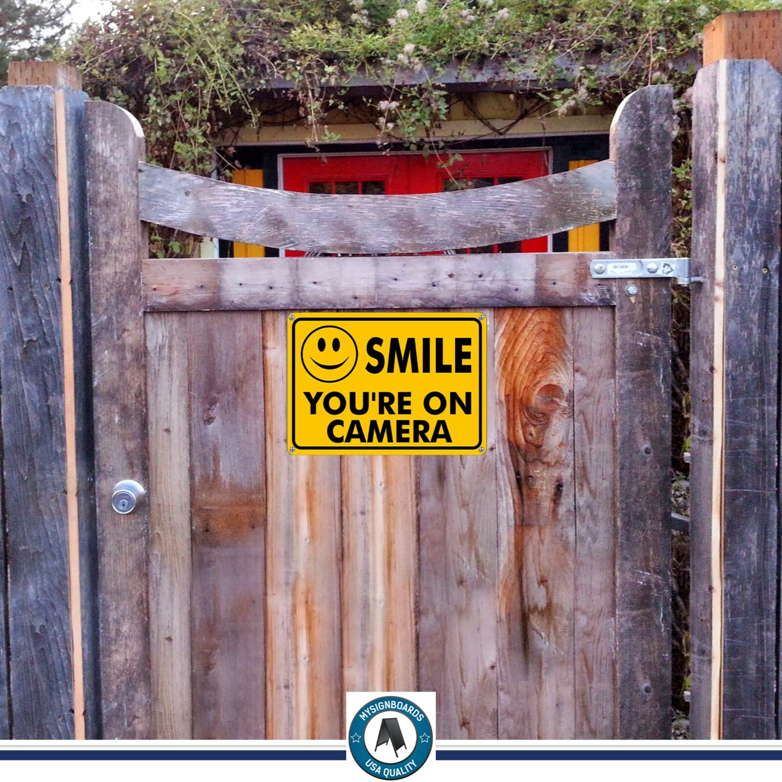 (2) Smile You’re on Camera Yellow Warning Signs Home Yard Security cctv Sign