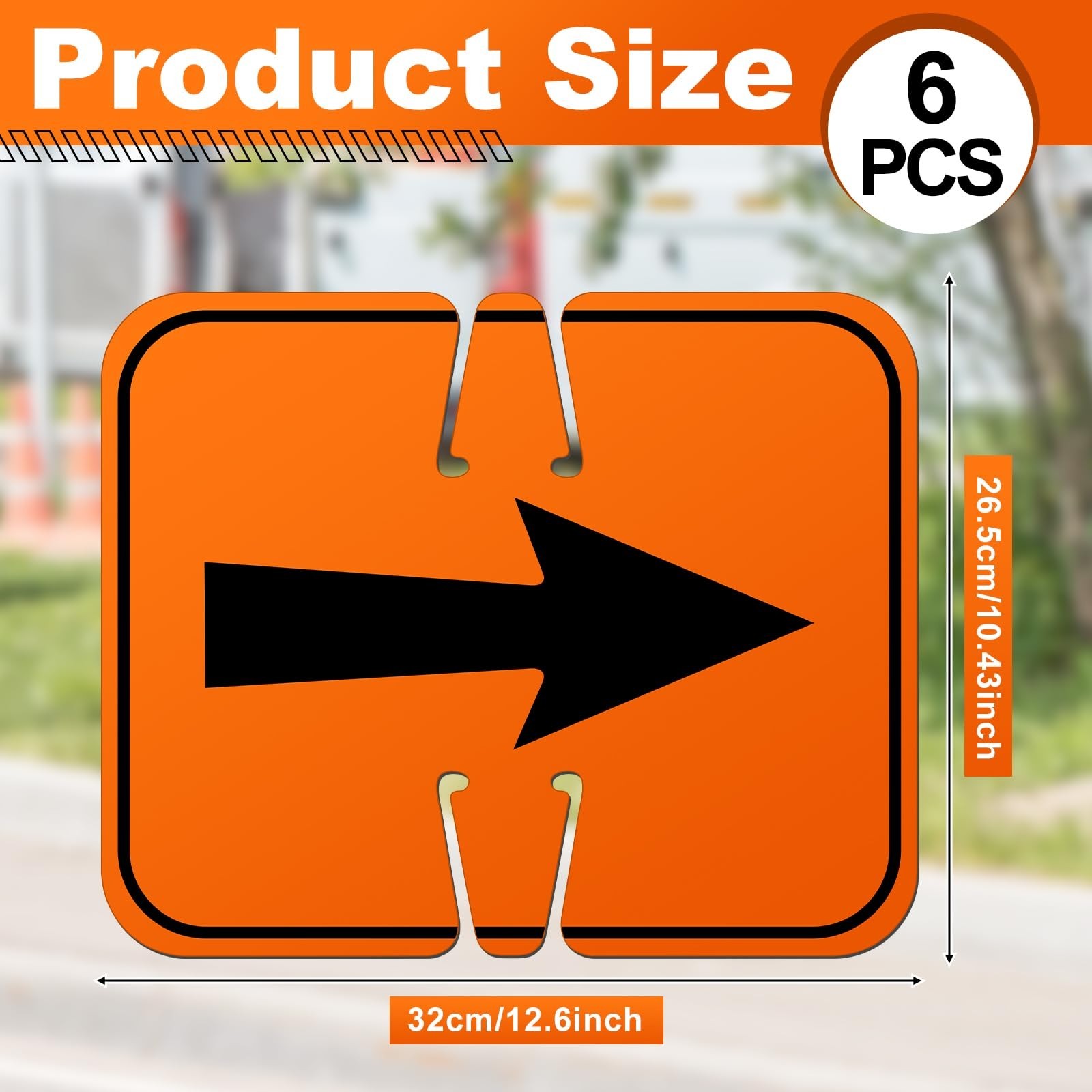 6 Pcs Reversible Traffic Arrow Signs 12.6″x10.4″ Detour Warning Directional Cone