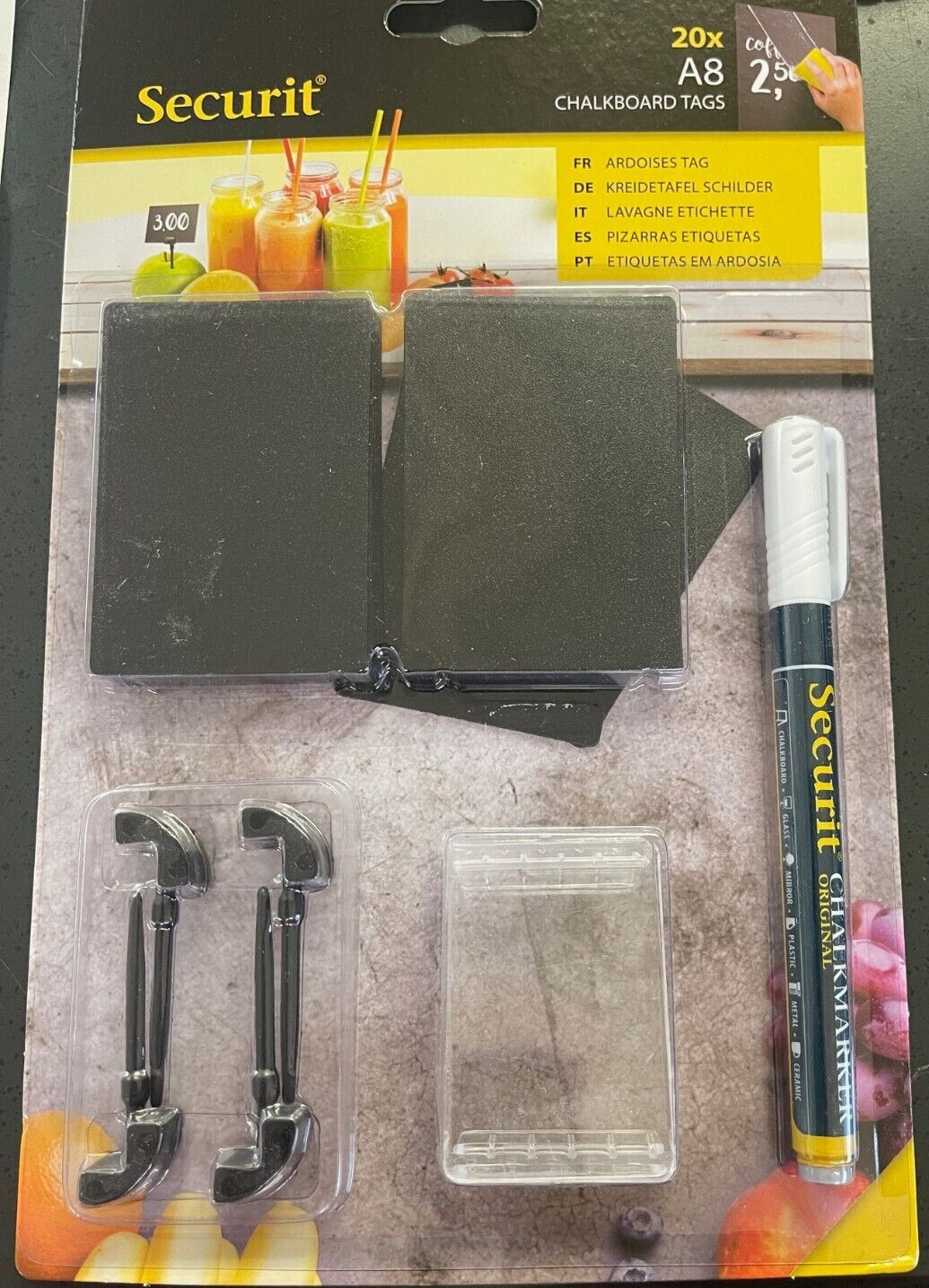 Black Acrylic Chalkboard Price Cards Signs, Marker, Easel & Pick Sign Holders