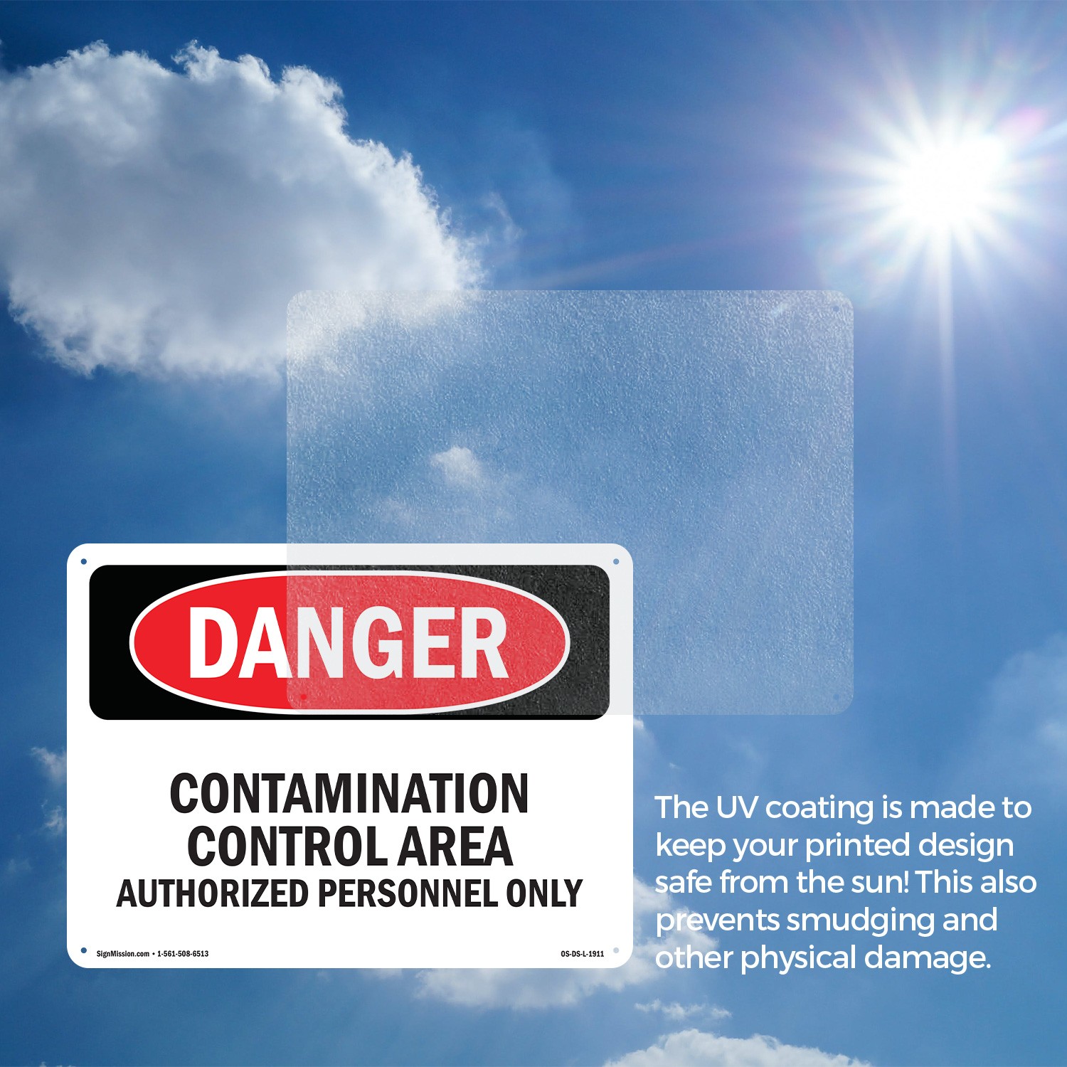 Contamination Control Area Authorized OSHA Danger Sign Or Decal – 5 or 10 Pack