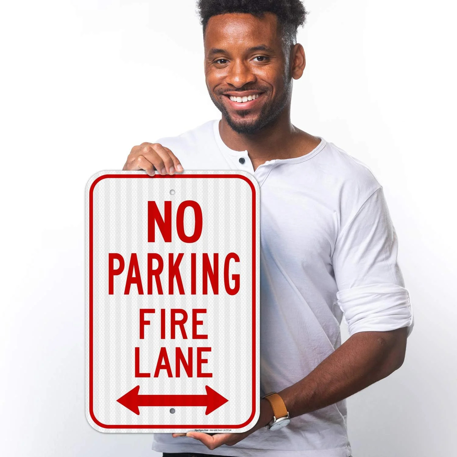 No Parking Fire Lane Bidirectional Arrow Sign, 12×18 Inches, 3M EGP Reflective .