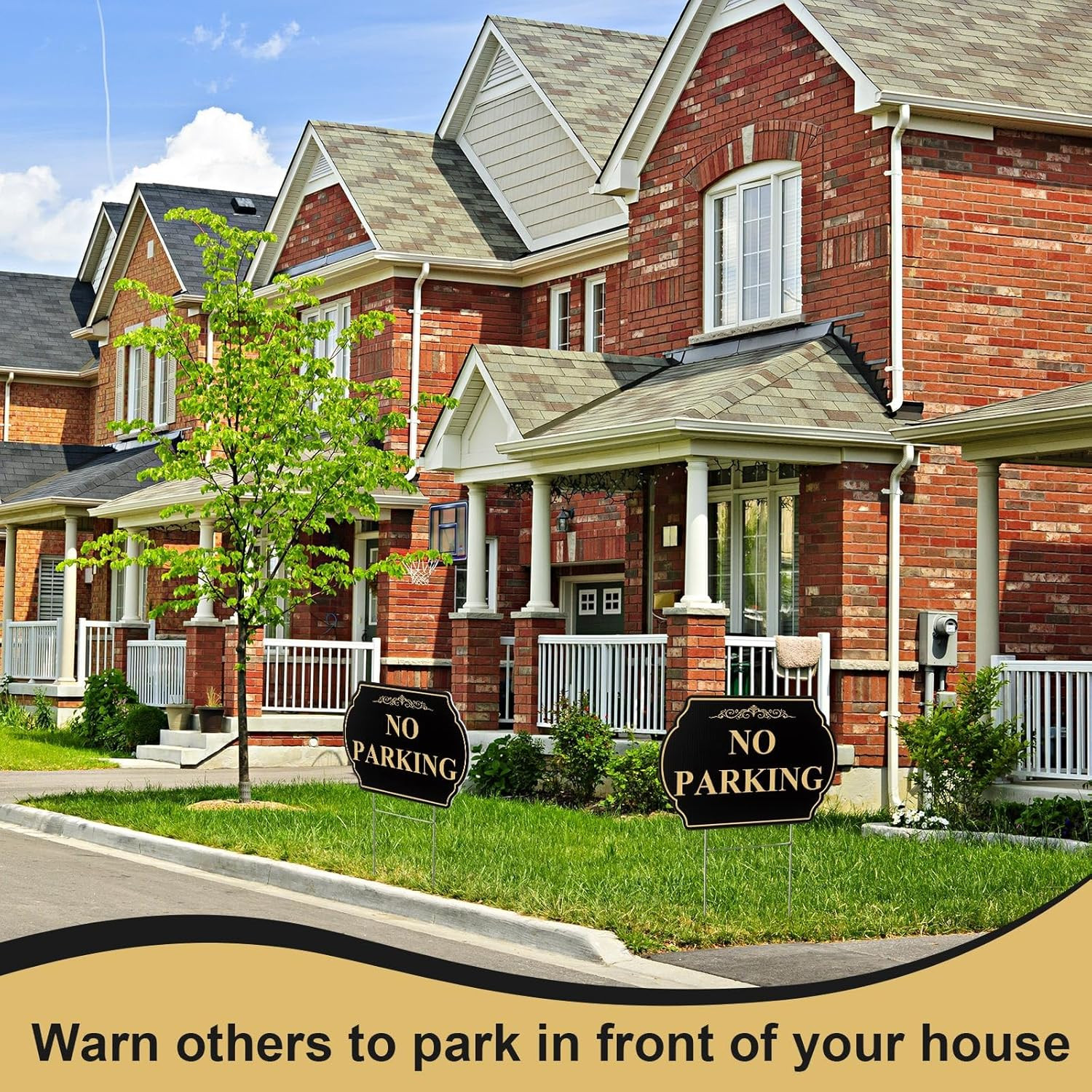 4 Pcs No Parking Signs with Stakes, 12″ X 8″ Heavy-Duty Private Property No Park