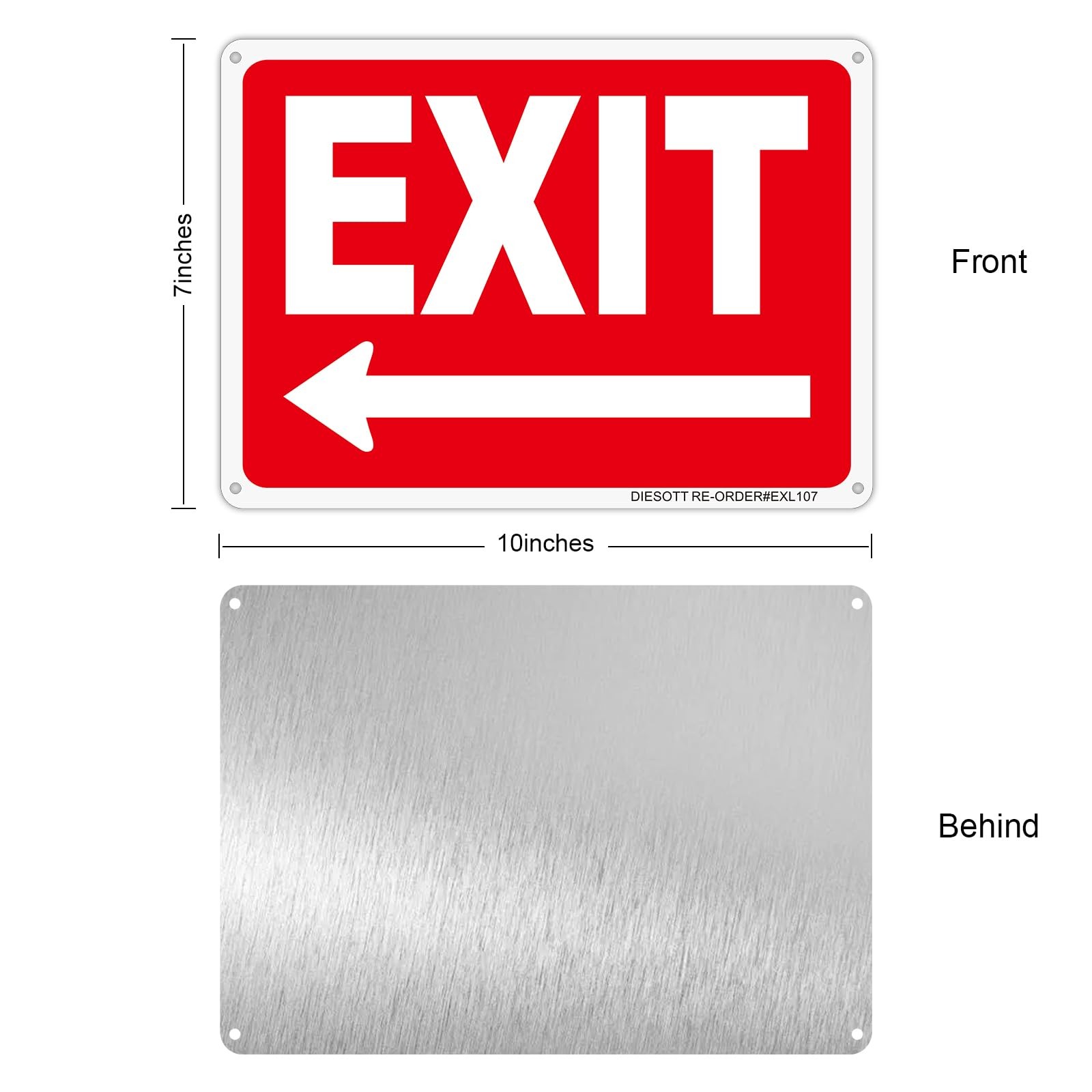 Exit Signs 2 Pack 10×7 Inch Aluminum Left Arrow Outdoor Indoor Weatherproof