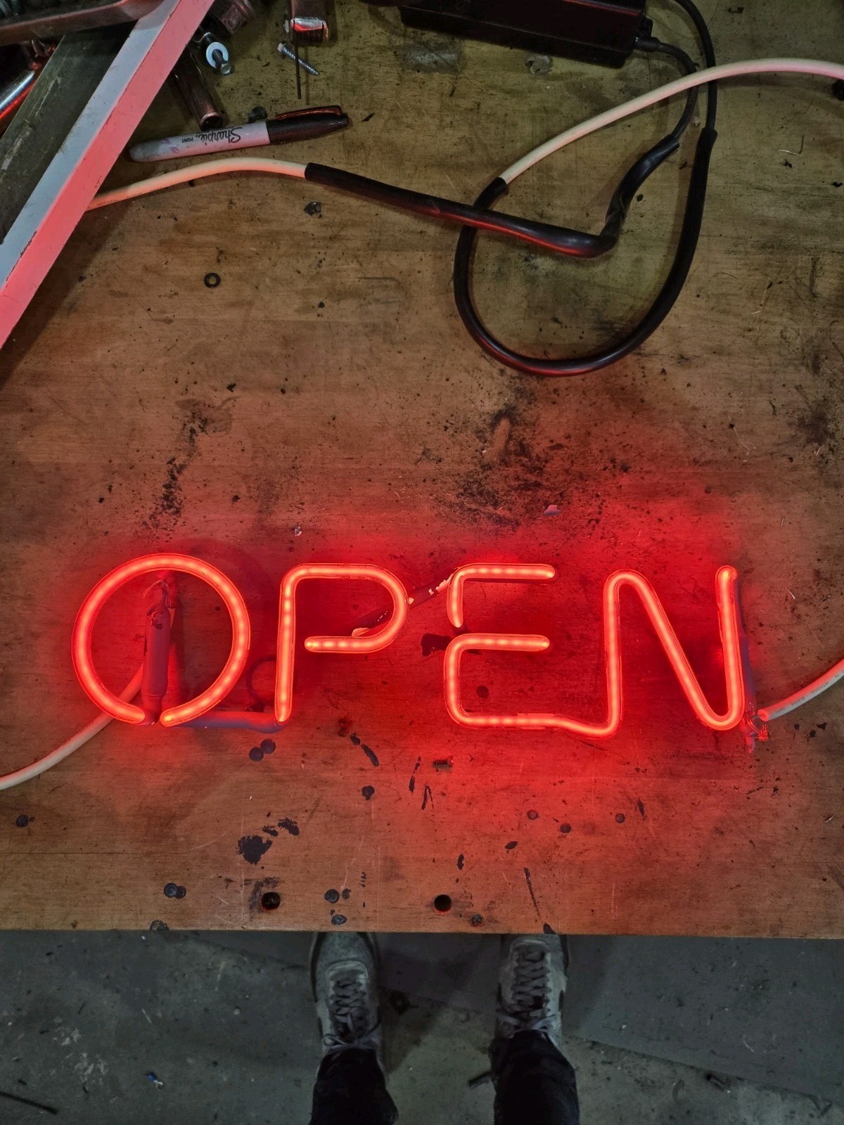 Red Neon OPEN Replacement Tube, 14 1/2 in W x 4in H Neon Sign Part