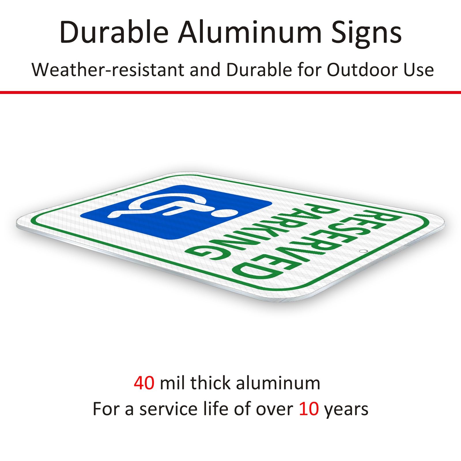 (2 Pack) Reflective Aluminum Reserved Parking Sign, 18″ x 12″ Heavy-duty Hand…