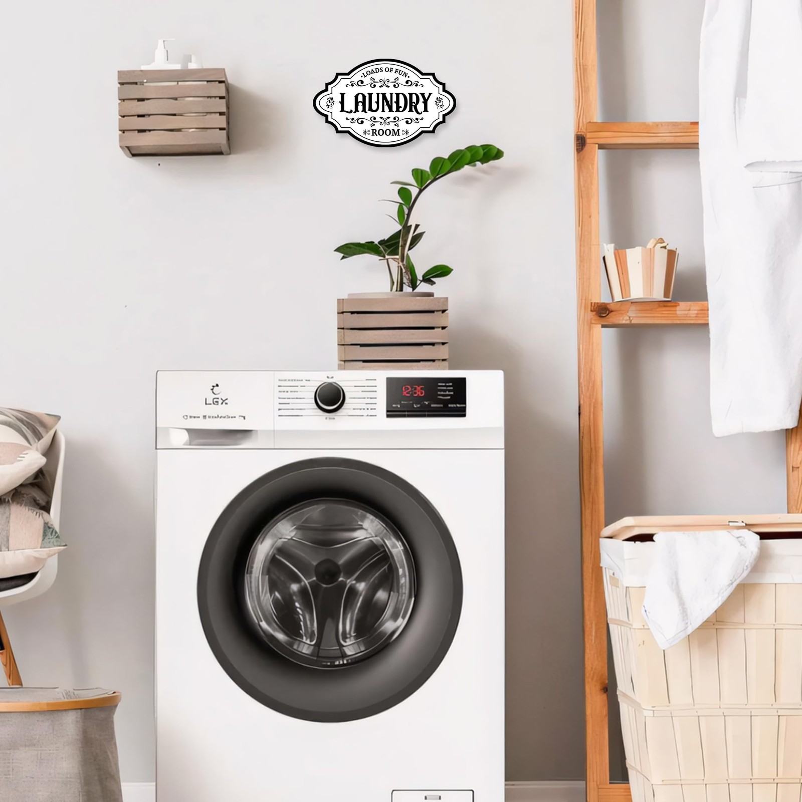 Laundry Room Door Sign Sticker，Self-Adhesive Waterproof Vinyl Vintage Laundry…