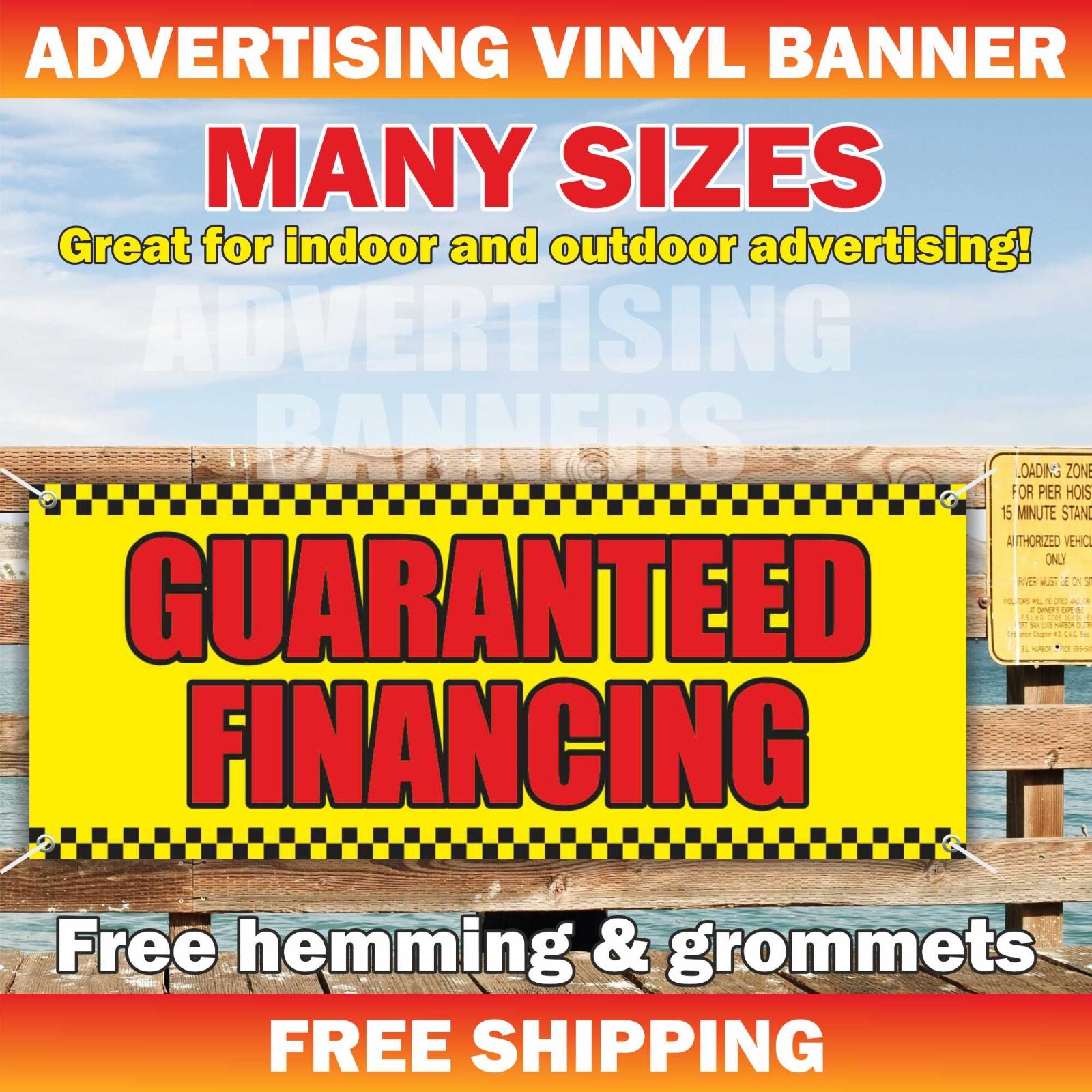 GUARANTEED FINANCING Advertising Banner Vinyl Mesh Sign credit cash receipt