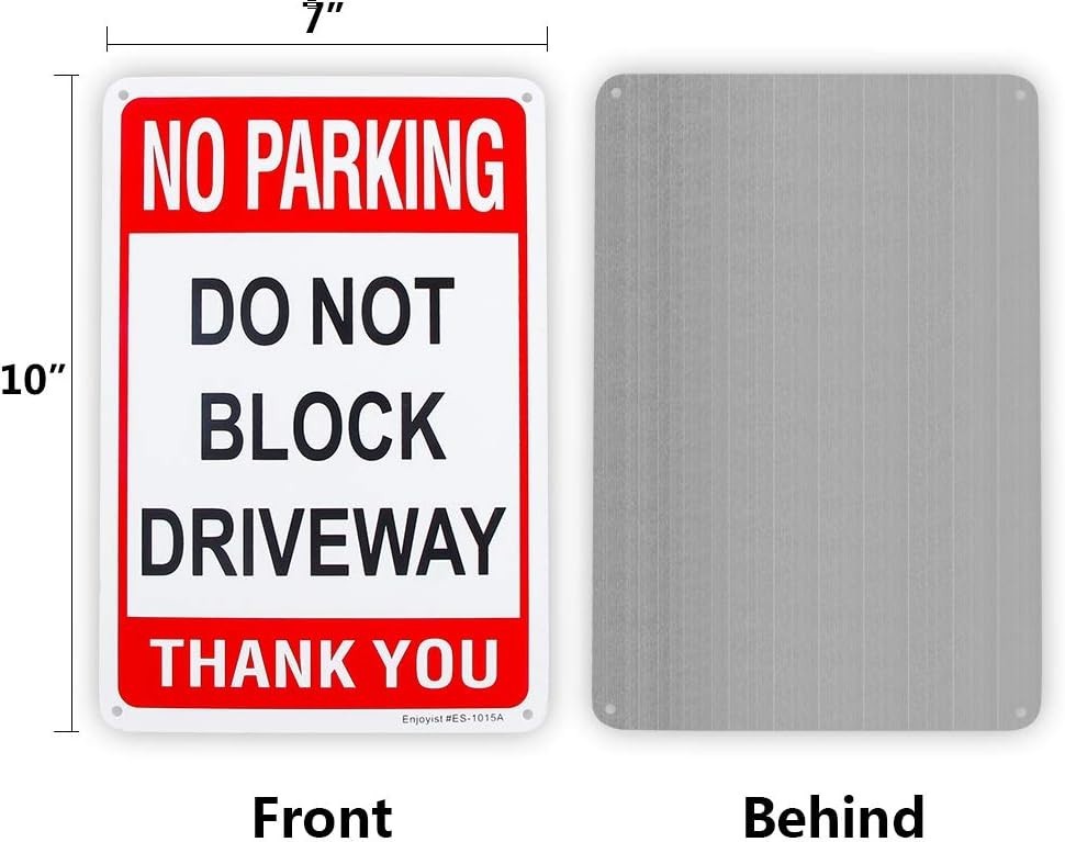 Weatherproof 3 Pack No Parking Do Not Block Driveway Signs – 10″ x 7″ Aluminum