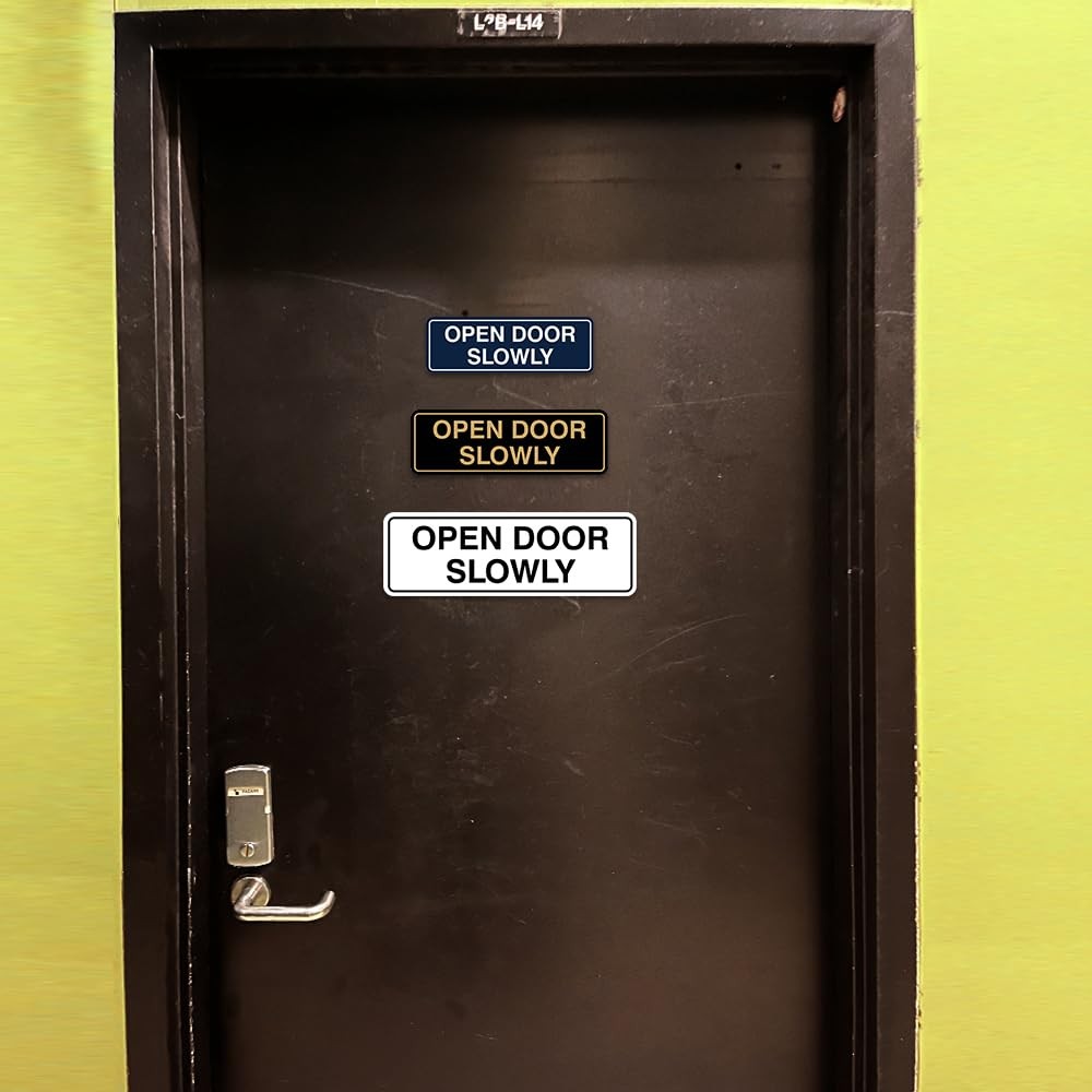 All Quality Standard Open Door Slowly Door/Wall Sign – Blue – Small 10 Pack