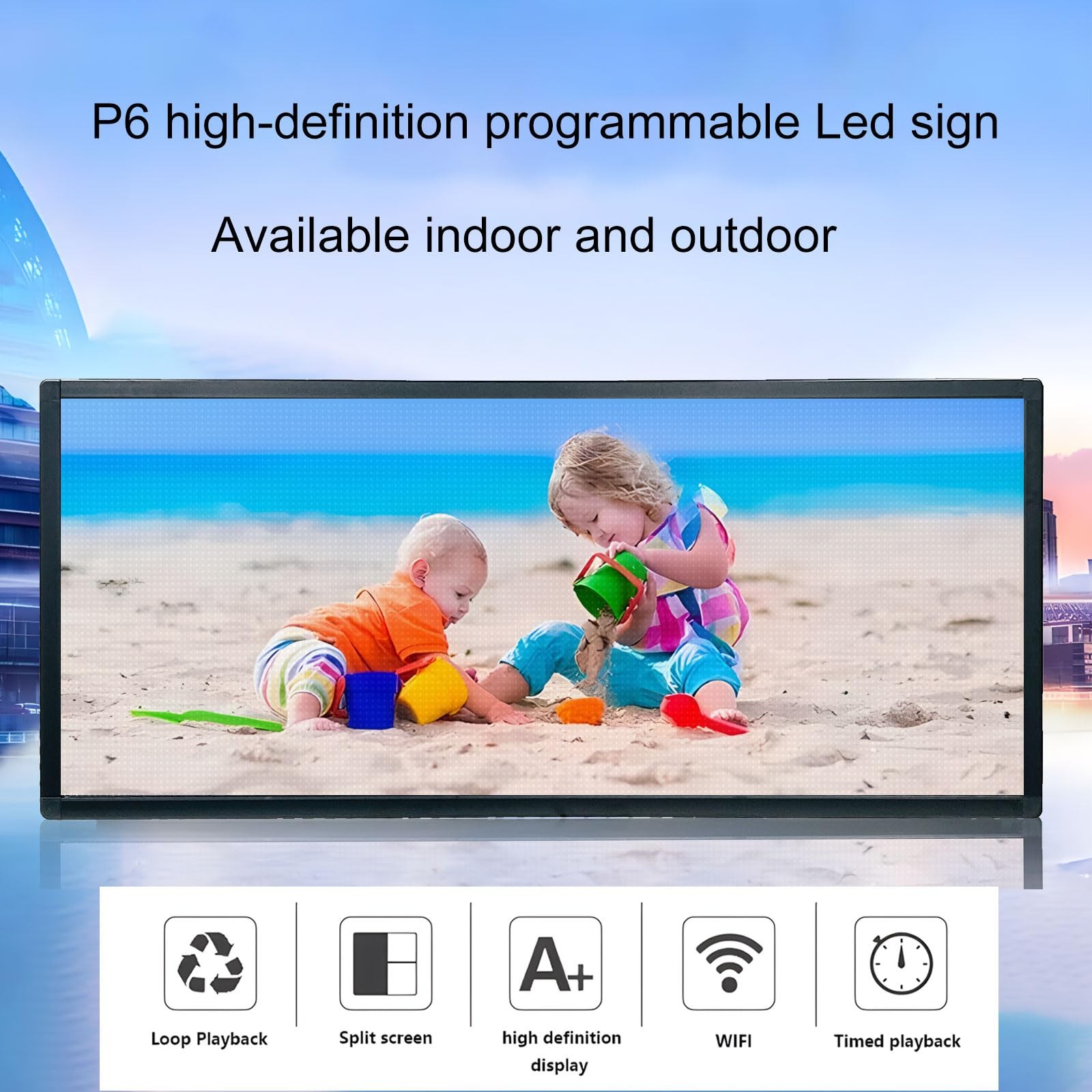 P6 Programmable Scrolling Led Sign Custom Digital Signage Displays 40″X17″